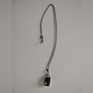Stauer Green Crystal Necklace with Silver Chain